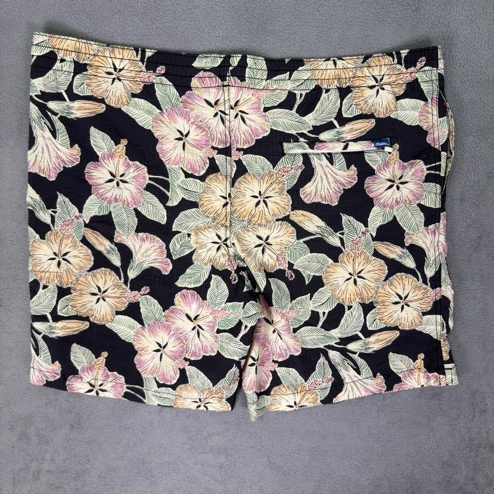 Chubbies Swim Trunks Mens 2XL Black Floral Drawstring Lined Stretch